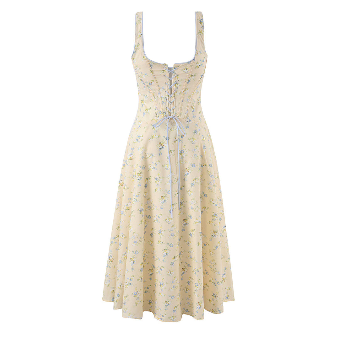Slimming Waist Floral Print Strap Maxi Dress , Simple and Elegant Summer Dress