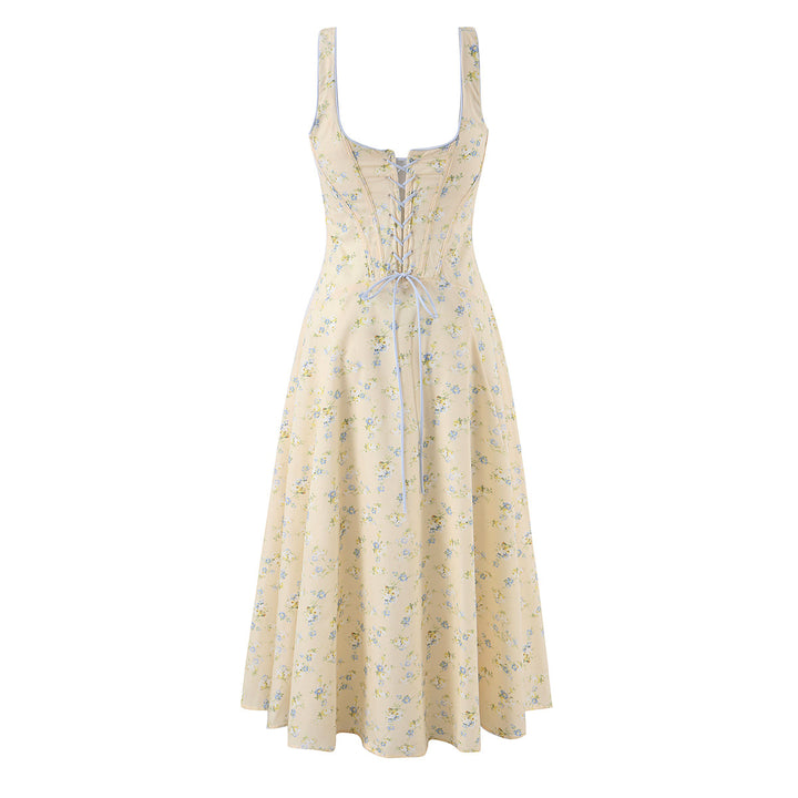 Slimming Waist Floral Print Strap Maxi Dress , Simple and Elegant Summer Dress