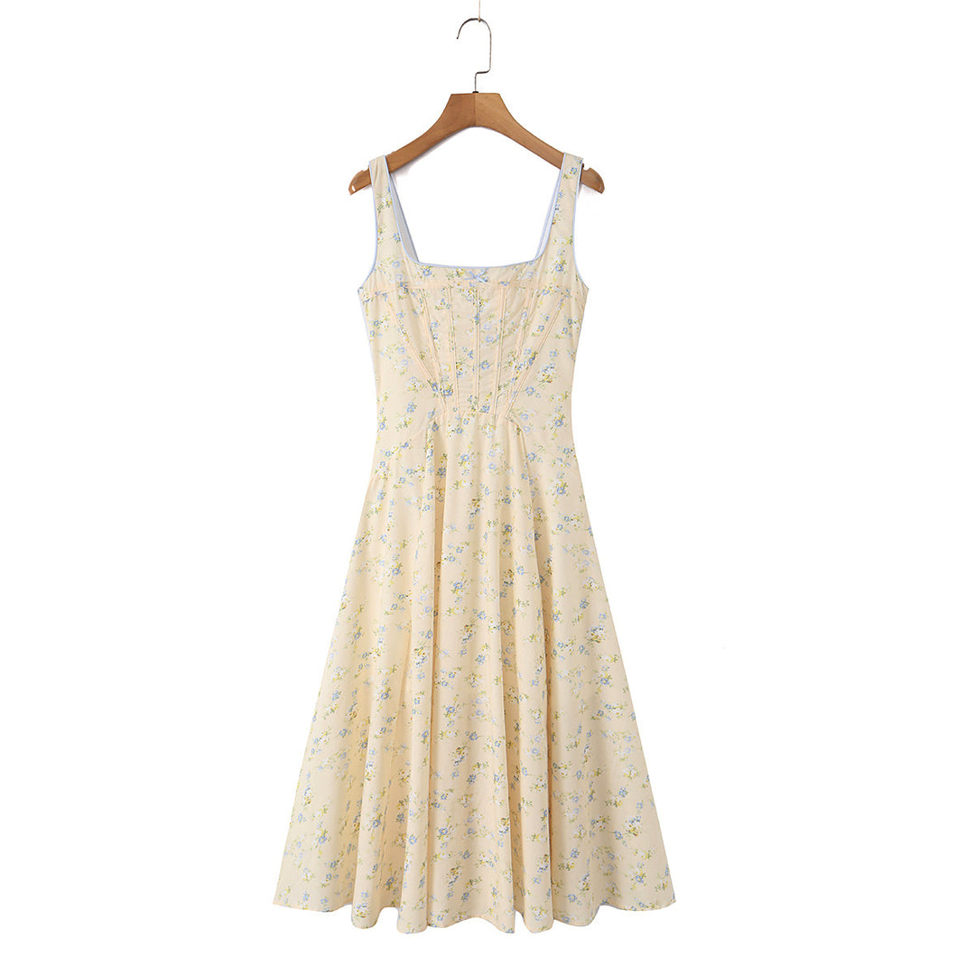 Slimming Waist Floral Print Strap Maxi Dress , Simple and Elegant Summer Dress