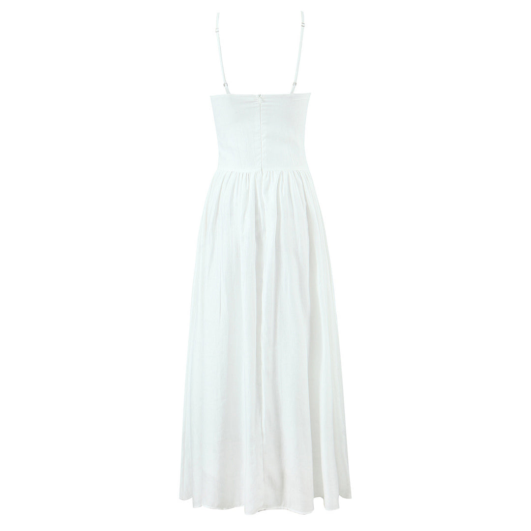 Lace edge slit camisole dress