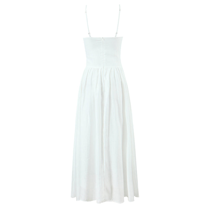 Lace edge slit camisole dress