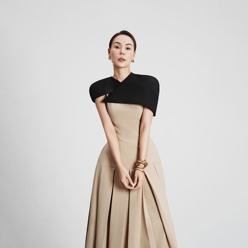 The Marceline Cinched Cape Gown