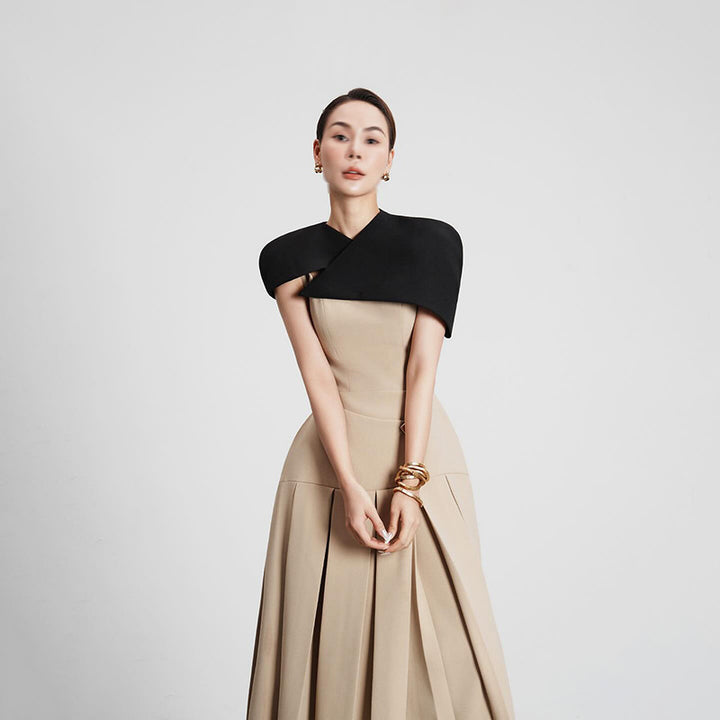 The Marceline Cinched Cape Gown