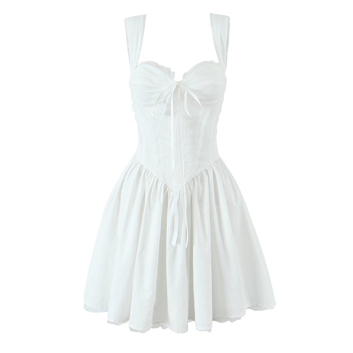 Lace lace strapless lace up dress for women