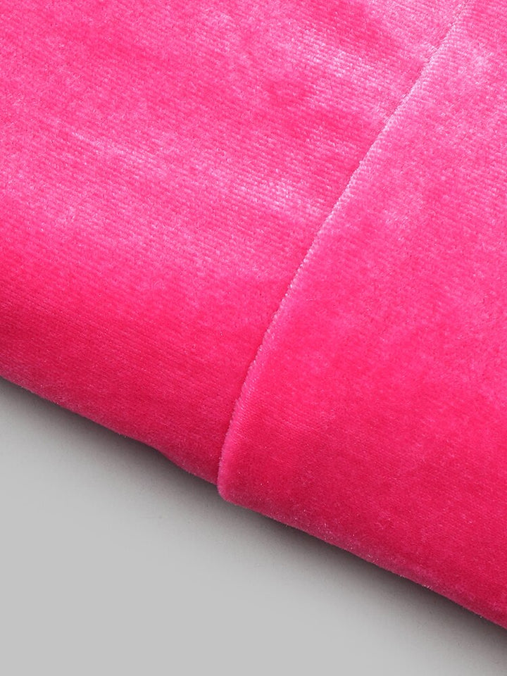 Hot Pink Strapless Velvet Dresses Women Summer Trendy Cross Knot Design Bodycon Long Elegant Dress