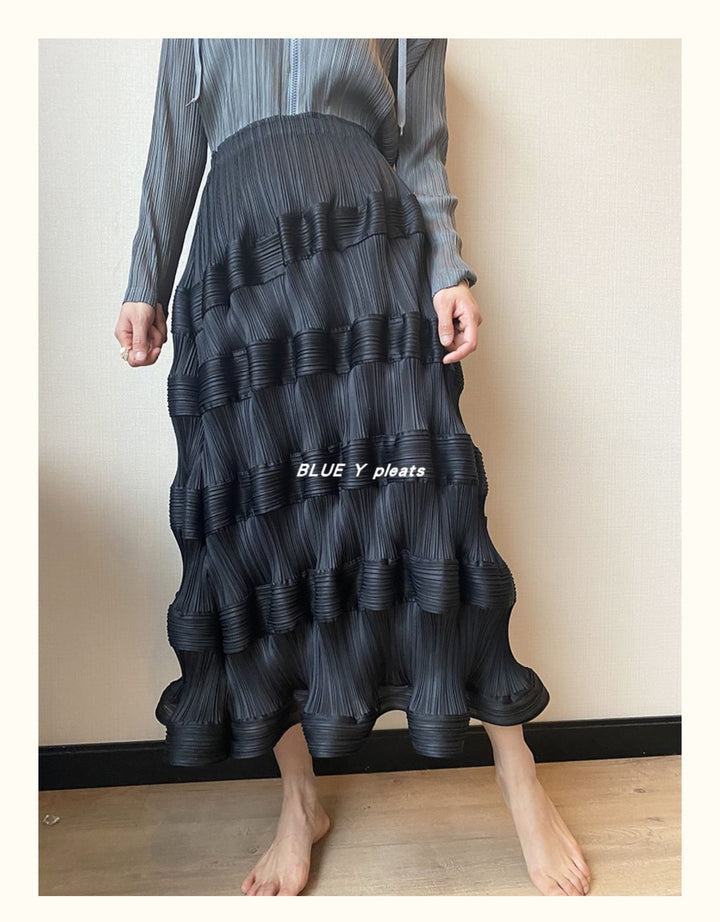 Pear-Shaped Body Skirt Summer Temperament All-Match New Pleated High Waist Mid-Length Pleated Skirt