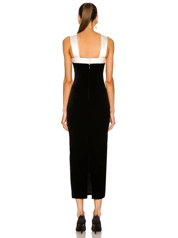 PB Summer New Sexy Black White Combo Bow Elegant Celebrity Club Party Bodycon Bandage Dress