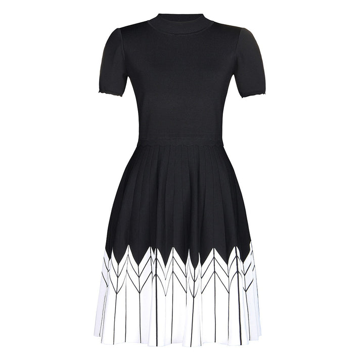 European and American summer new fashionable round neck slim fit A-line dress for women