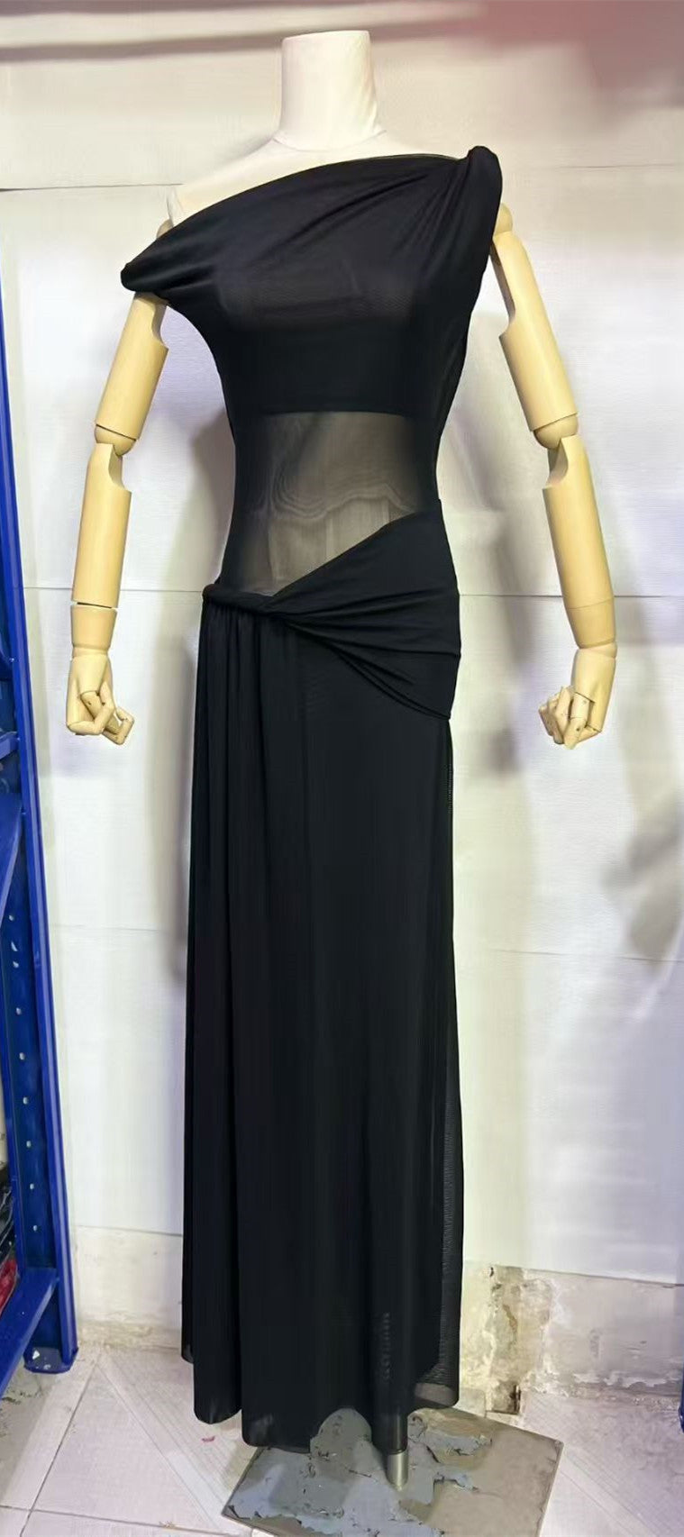 Twisted ribbon slim fit hip hugging knitted dress long skirt