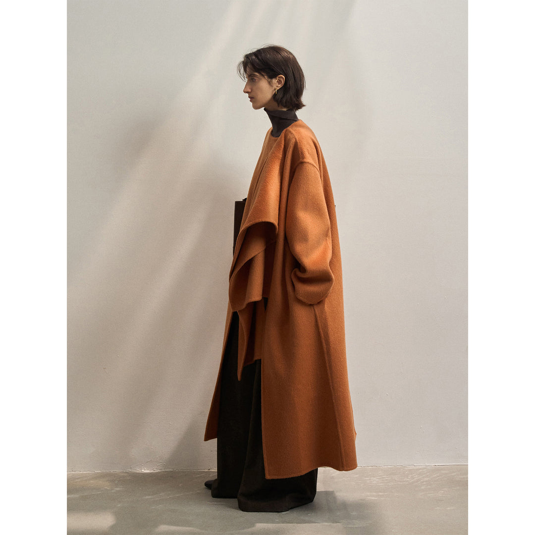 Shawl scarf long wool coat double-sided woolen coat