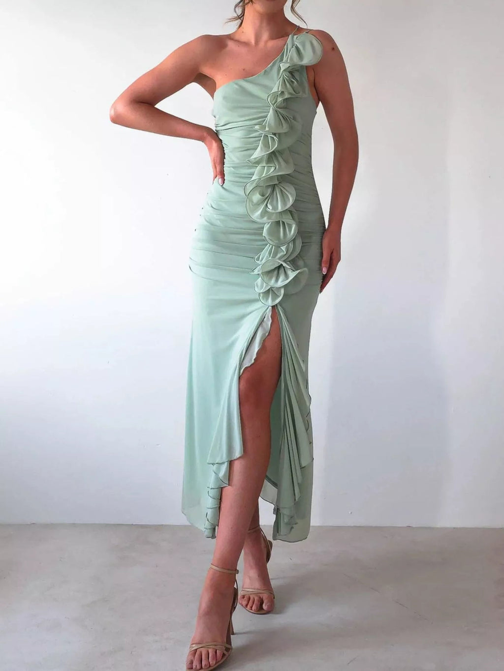 Ruffle Slit Dress