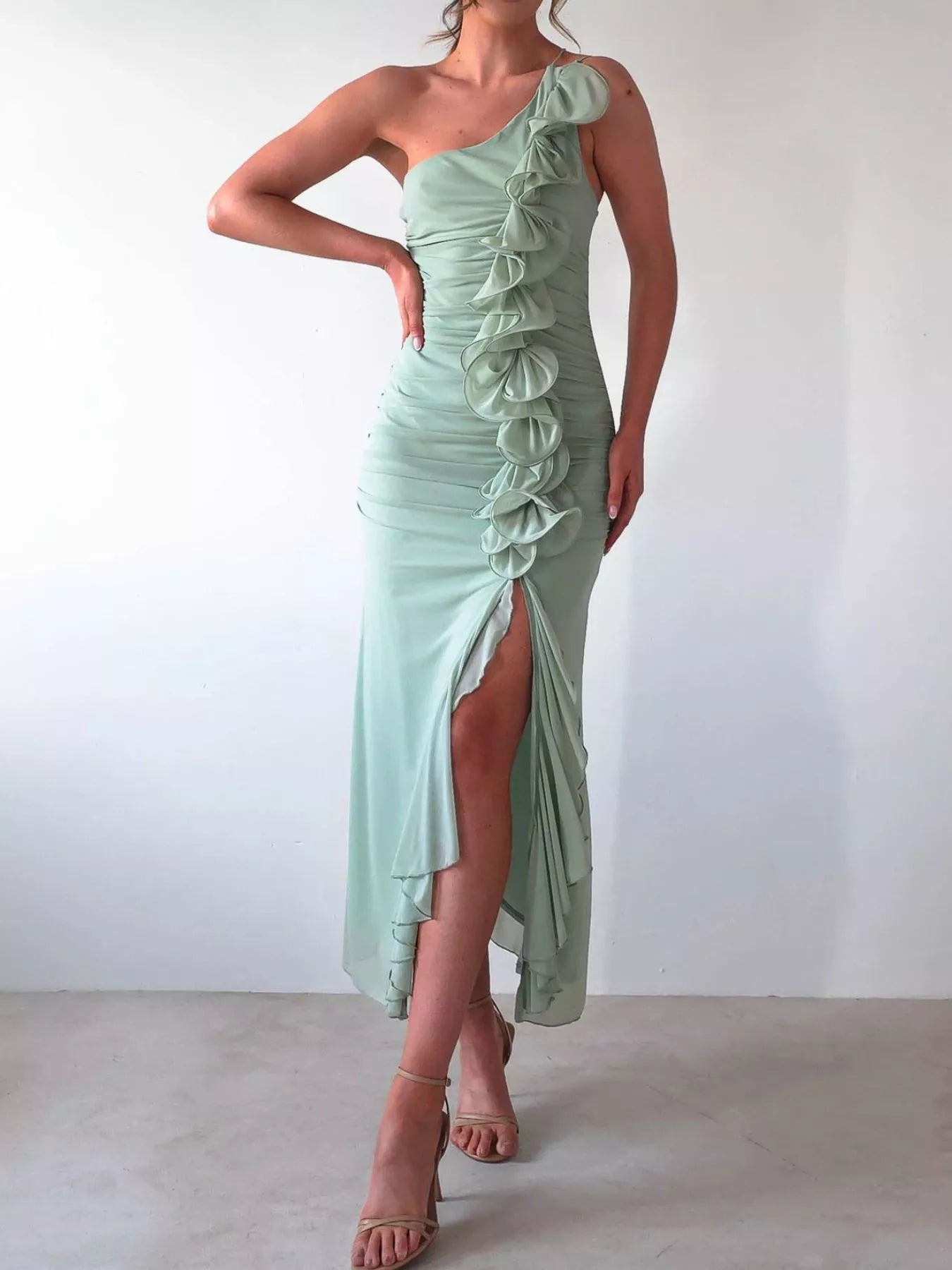 Ruffle Slit Dress