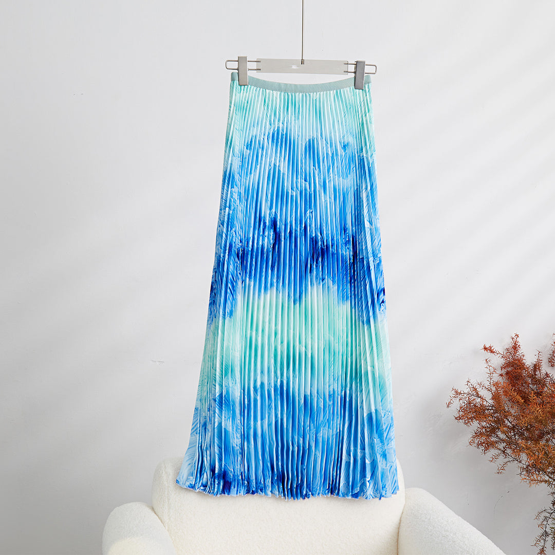 Printed Wave Pleated 2 Pieces Set Women&
