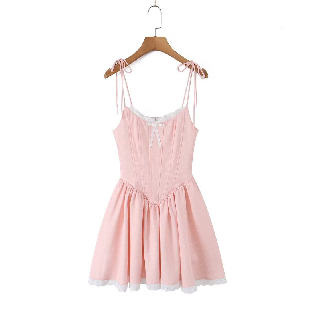 Princess Birthday Dress Strappy Dress for Women Summer Corset Waistline Elegant Party Mini Skirt