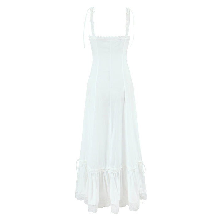 Lace patchwork slim fit backless camisole dress