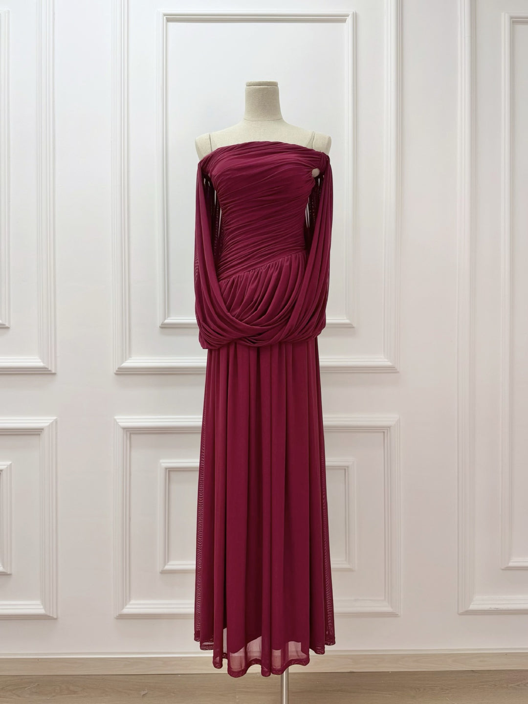 Knitted one shoulder mesh dress
