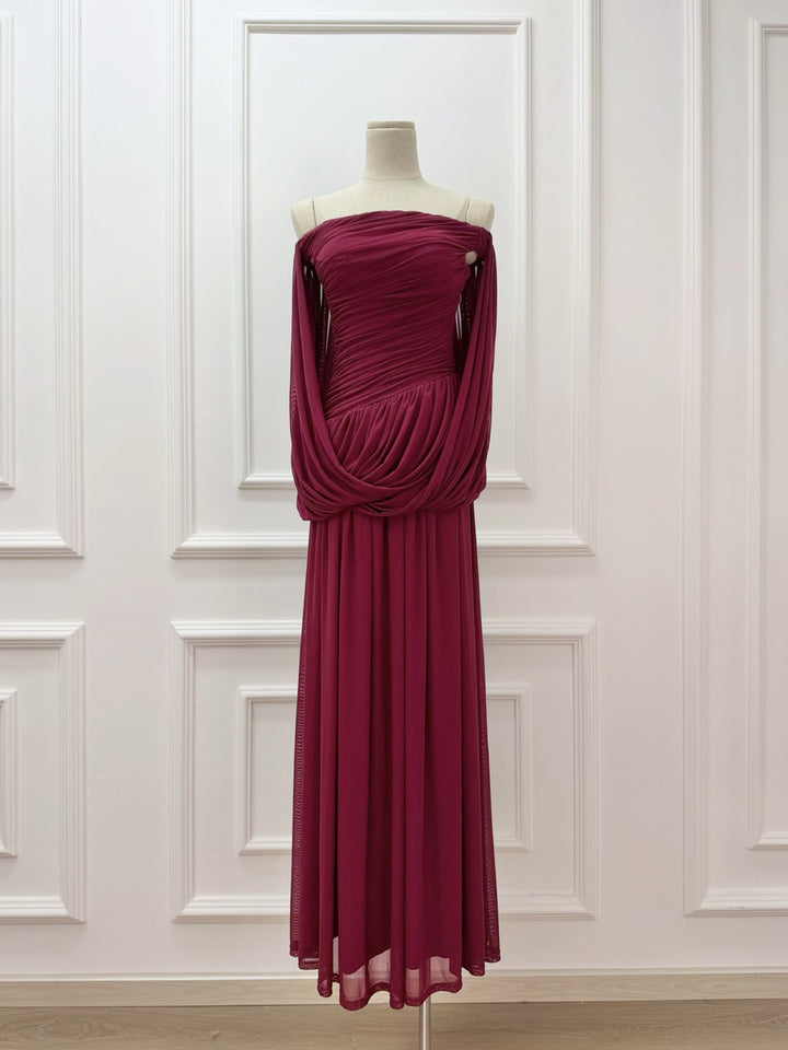 Knitted one shoulder mesh dress