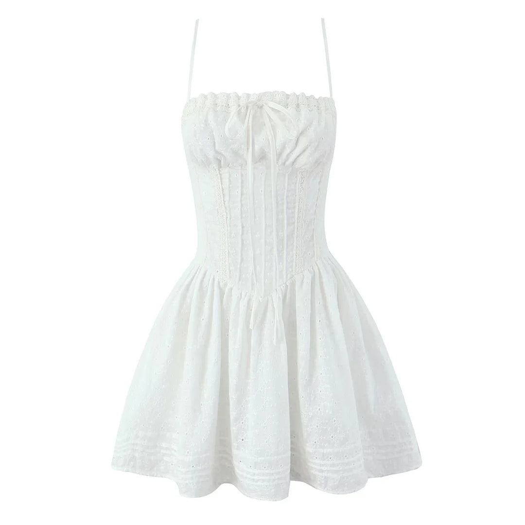 Flower Embroidered Strap Dress for Women