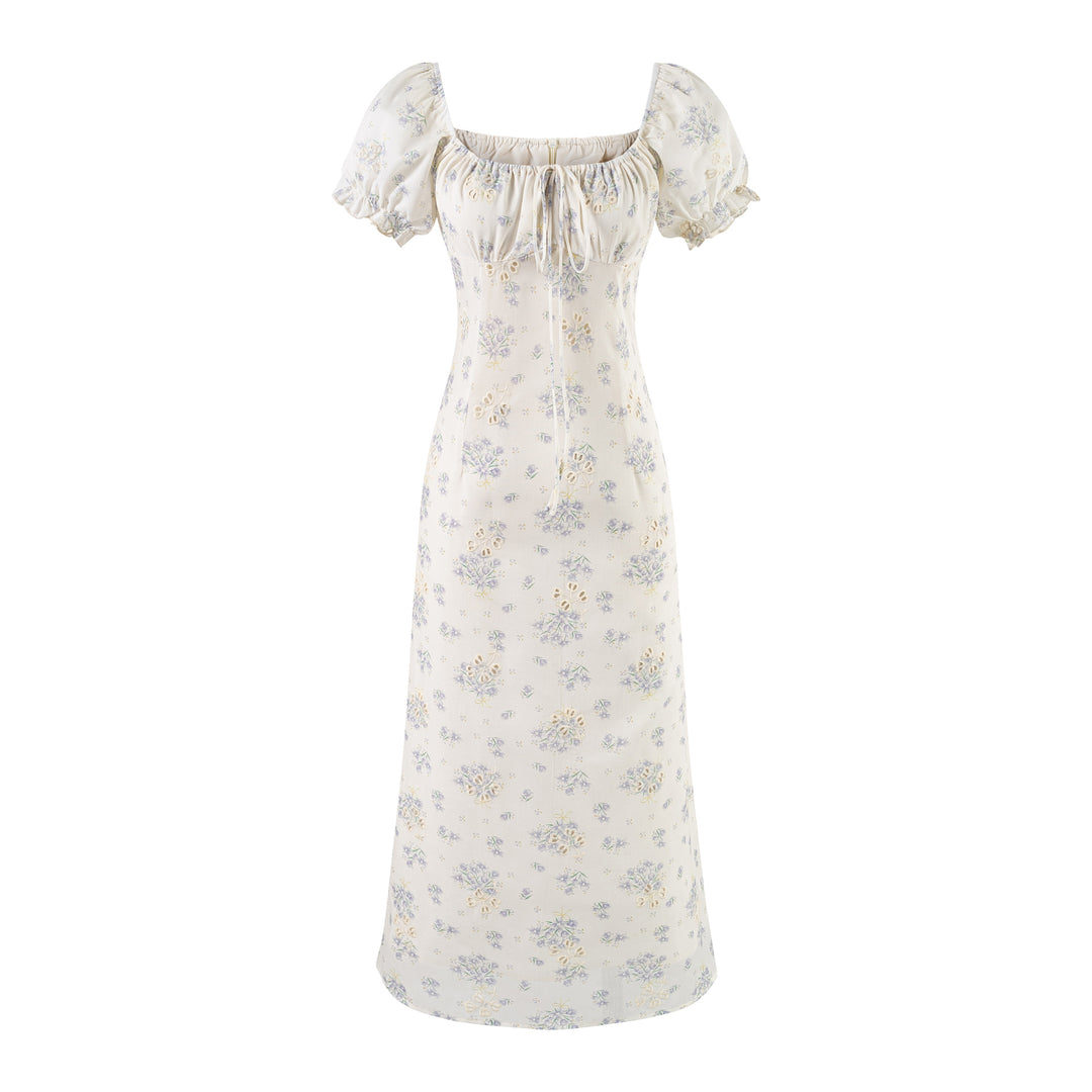Long skirt sexy square neck floral dress