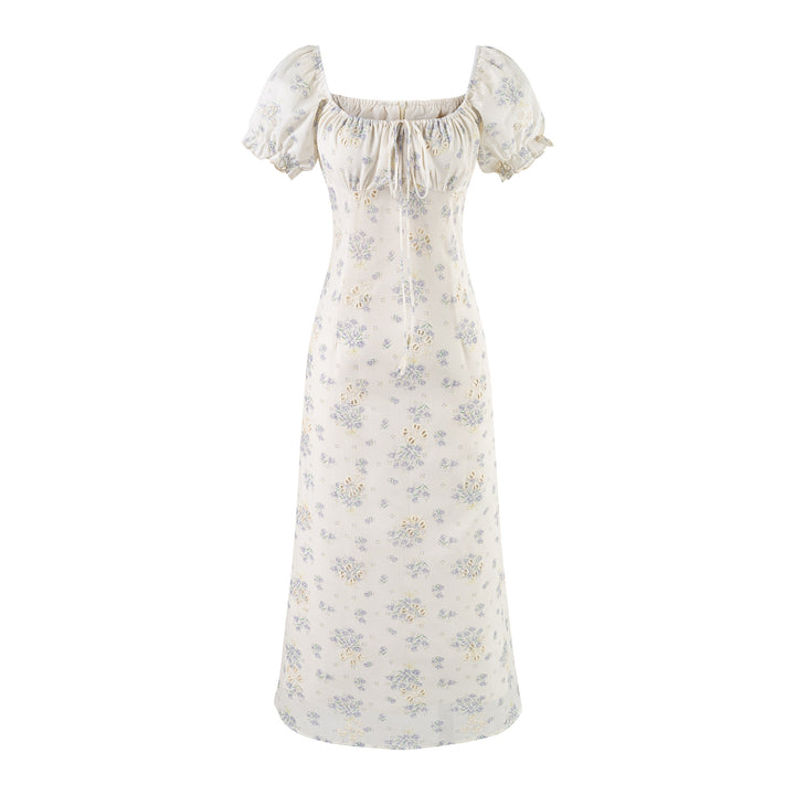 Long skirt sexy square neck floral dress
