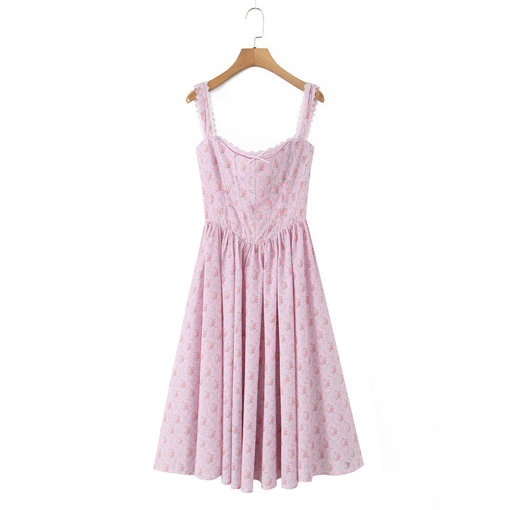 Lace patchwork back strap camisole dress