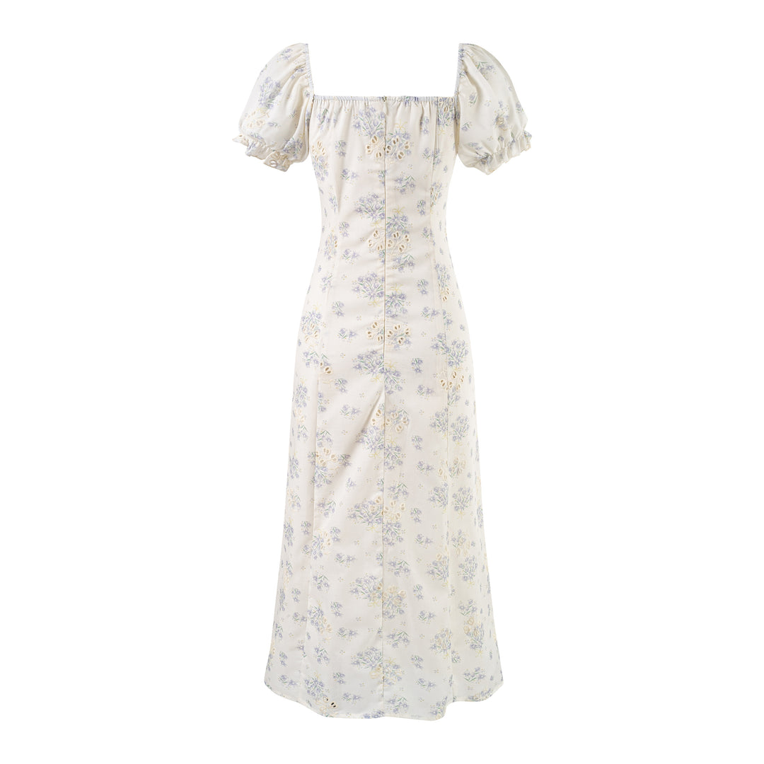 Long skirt sexy square neck floral dress