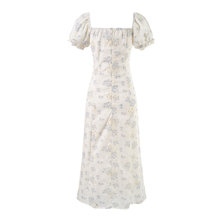 Long skirt sexy square neck floral dress