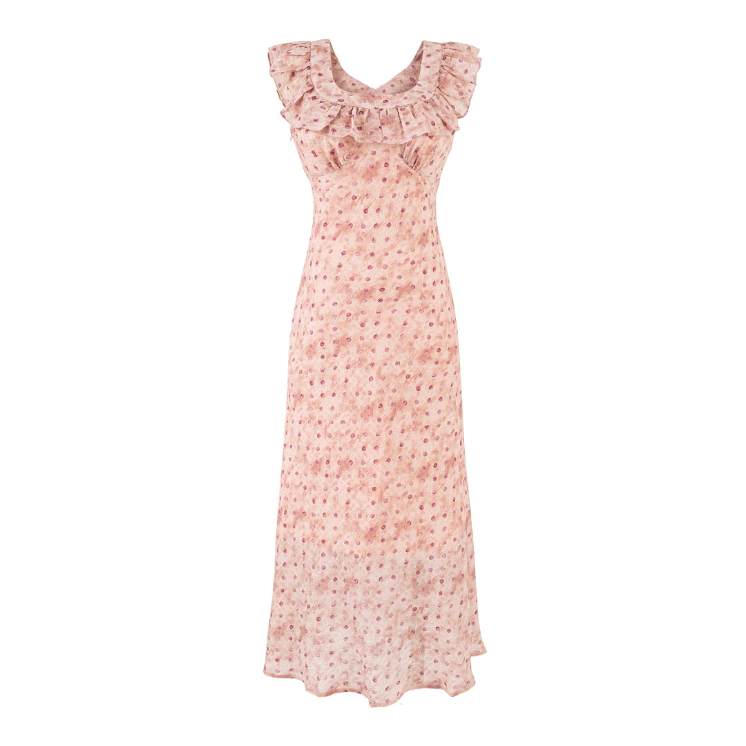 Floral Print Ruffle Pink Dress