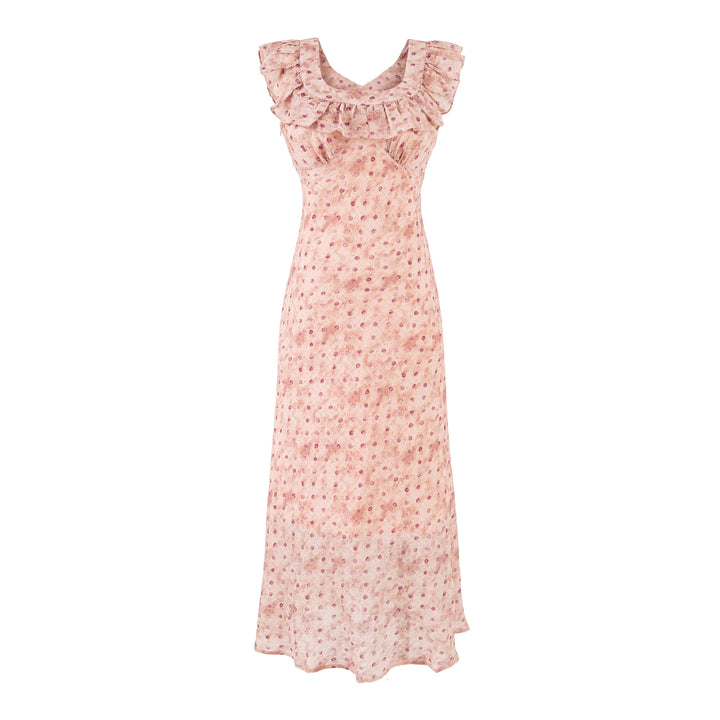 Floral Print Ruffle Pink Dress