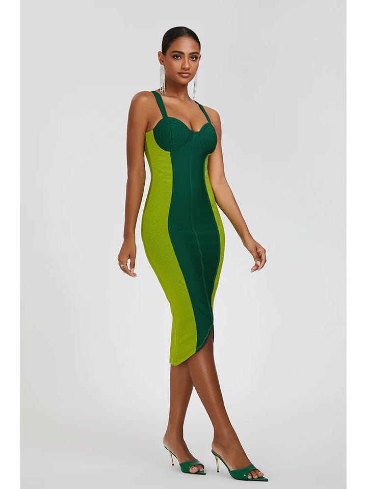 Green bandage dress sexy runway dress buttocks wrapped skirt