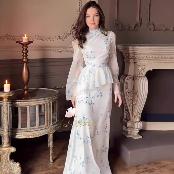 Slim fit long sleeved long skirt, autumn elegant temperament dress, retro style
