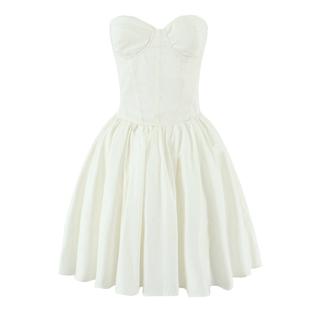 Waist hugging backless fluffy dress