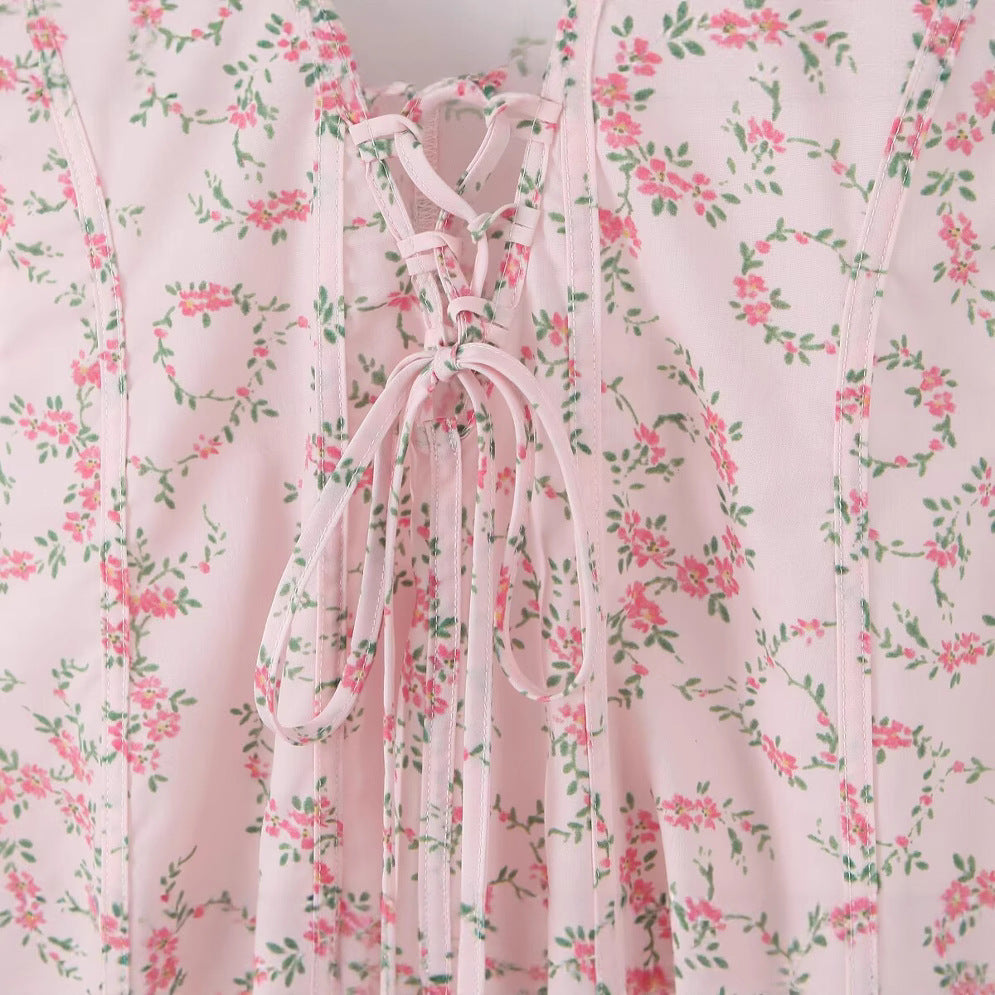 Floral tied long camisole dress for women