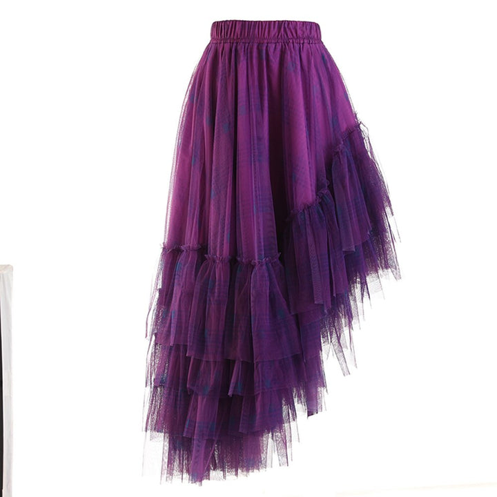 New Plaid Irregular Skirt For Women High Waist A Line Loose Vintage Asymmetrical Hem Skirts Female Summer Clothing