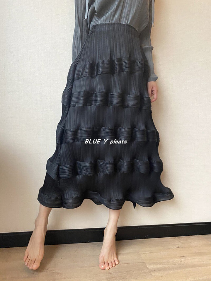 Pear-Shaped Body Skirt Summer Temperament All-Match New Pleated High Waist Mid-Length Pleated Skirt