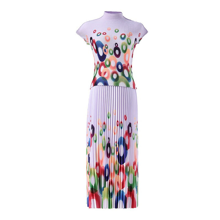 Printed pleated suit for women&