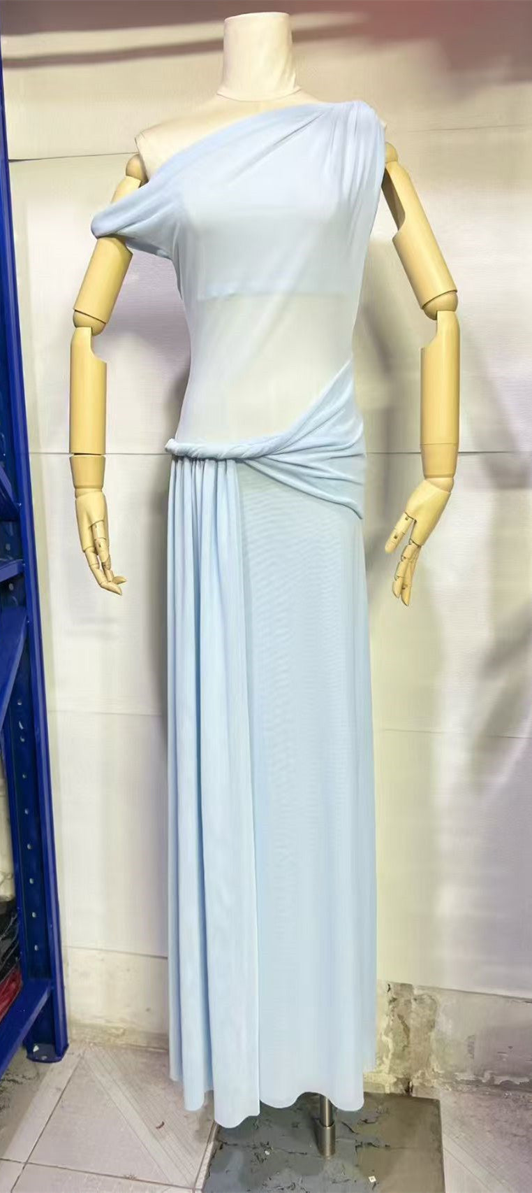 Twisted ribbon slim fit hip hugging knitted dress long skirt