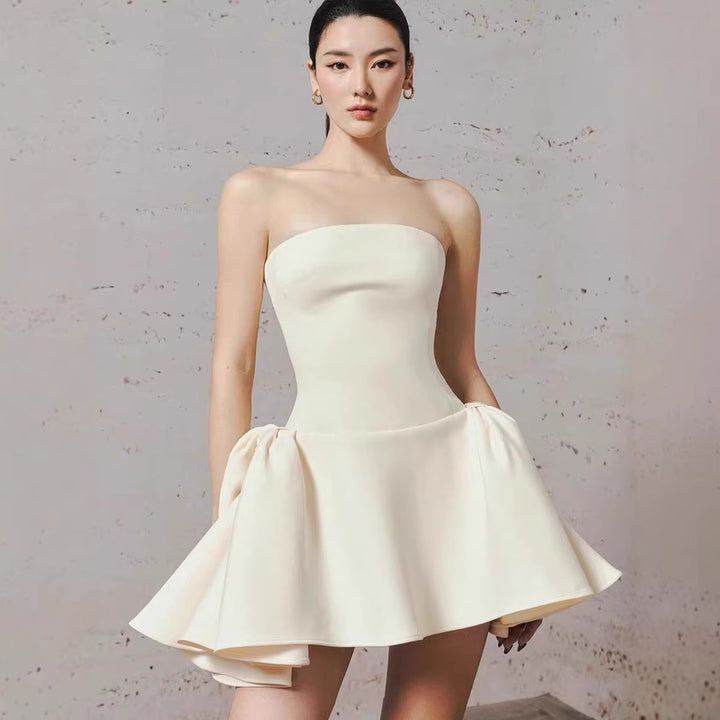 French style heirloom white strapless dress