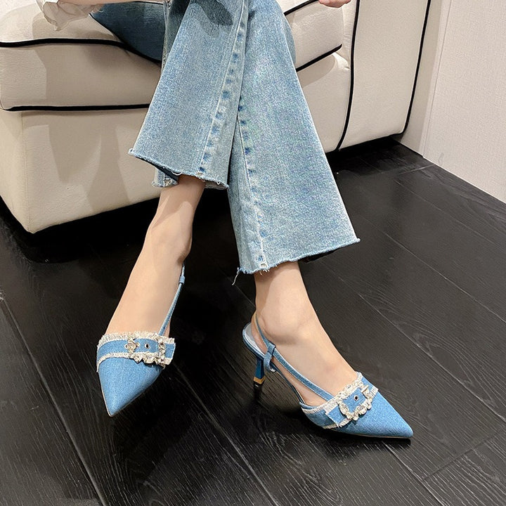 The Bijou Denim Slingback Heels