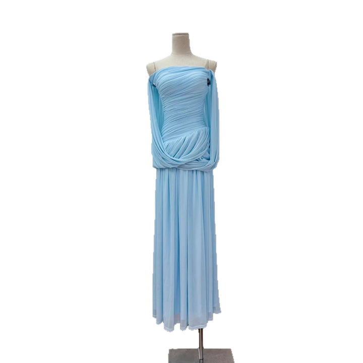 Knitted one shoulder mesh dress