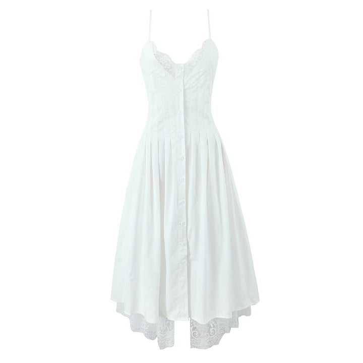 Splicing lace shirt with camisole dress