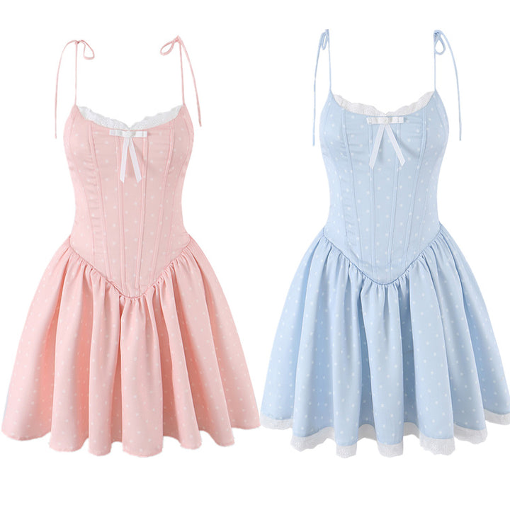 Princess Birthday Dress Strappy Dress for Women Summer Corset Waistline Elegant Party Mini Skirt