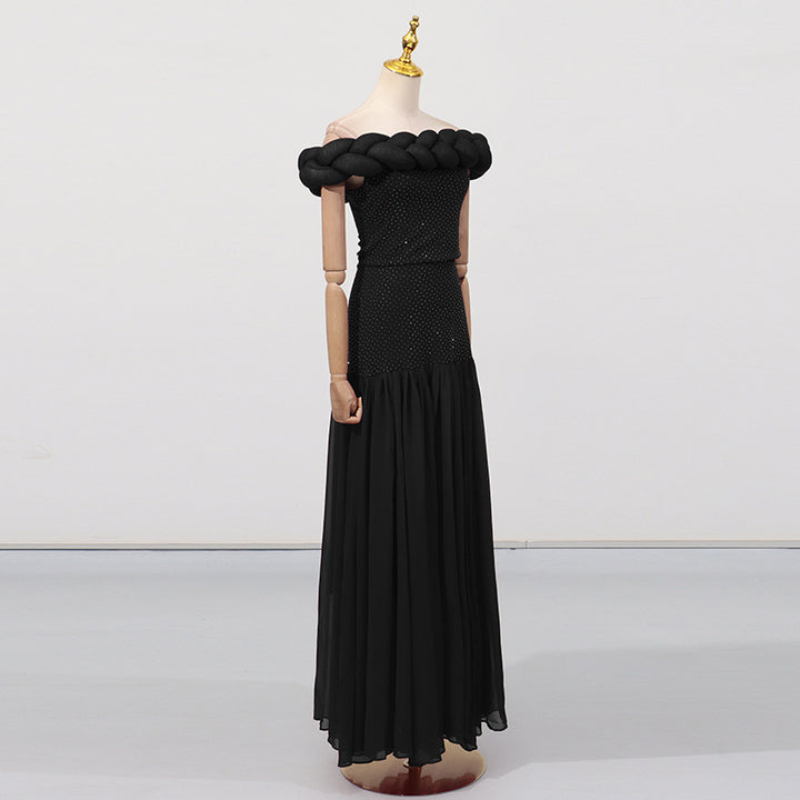 Pure Black Ball Gown High-End Formal Dress Women&