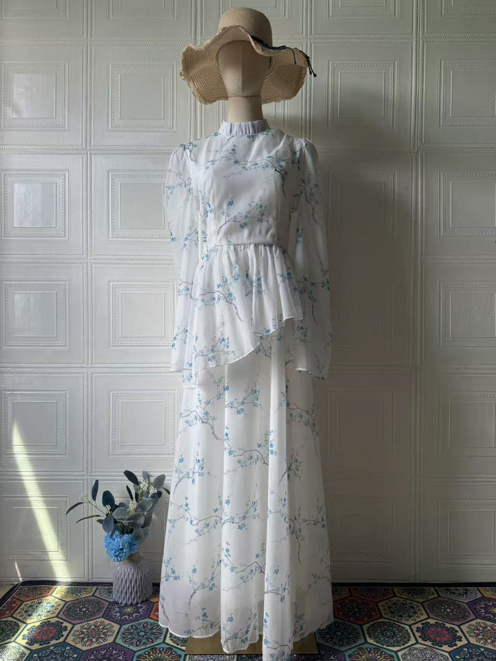 Slim fit long sleeved long skirt, autumn elegant temperament dress, retro style
