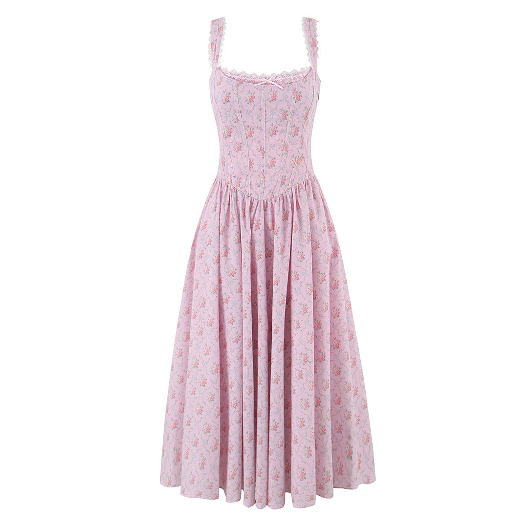 Lace patchwork back strap camisole dress