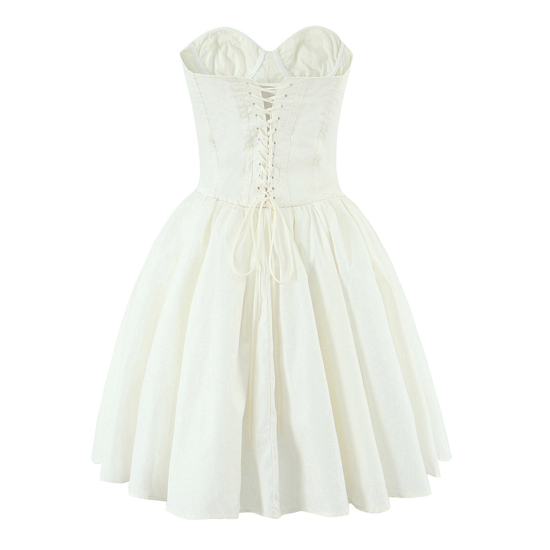 Waist hugging backless fluffy dress