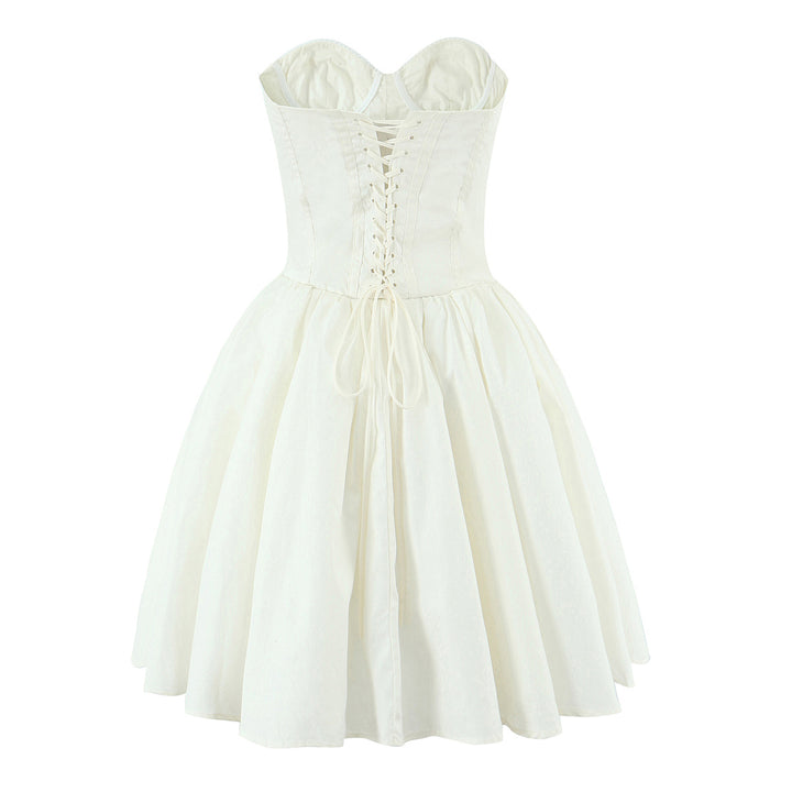 Waist hugging backless fluffy dress