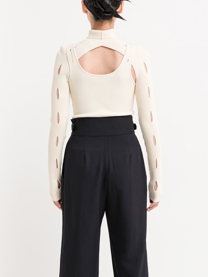 Autumn/Winter New Two-piece Women Knitted Tops High Quality Poorer Hollow Sweater High Street Elegant Fashion Viscose Clothes
