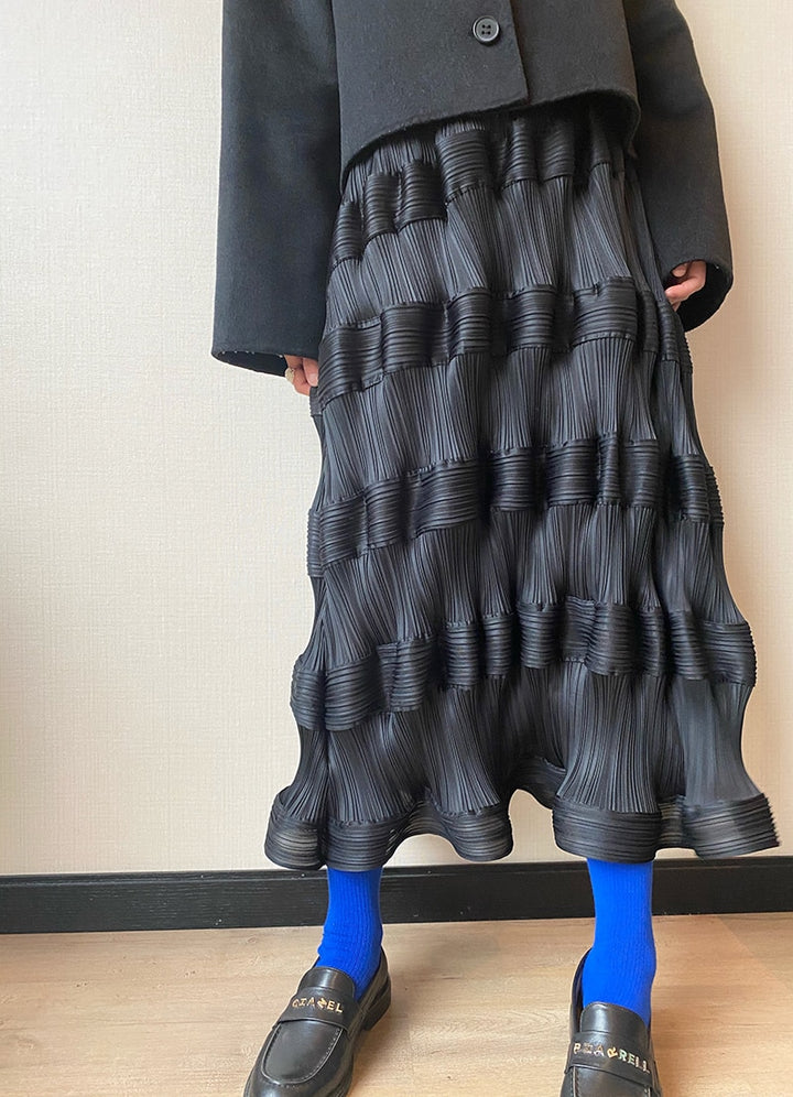 Pear-Shaped Body Skirt Summer Temperament All-Match New Pleated High Waist Mid-Length Pleated Skirt