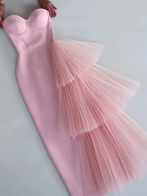 New Red Color Women Sexy Off the Shoulder Ruffles Bodycon Mid-calf Dress Rayon Bandage Celebrate Birthday Party Dress